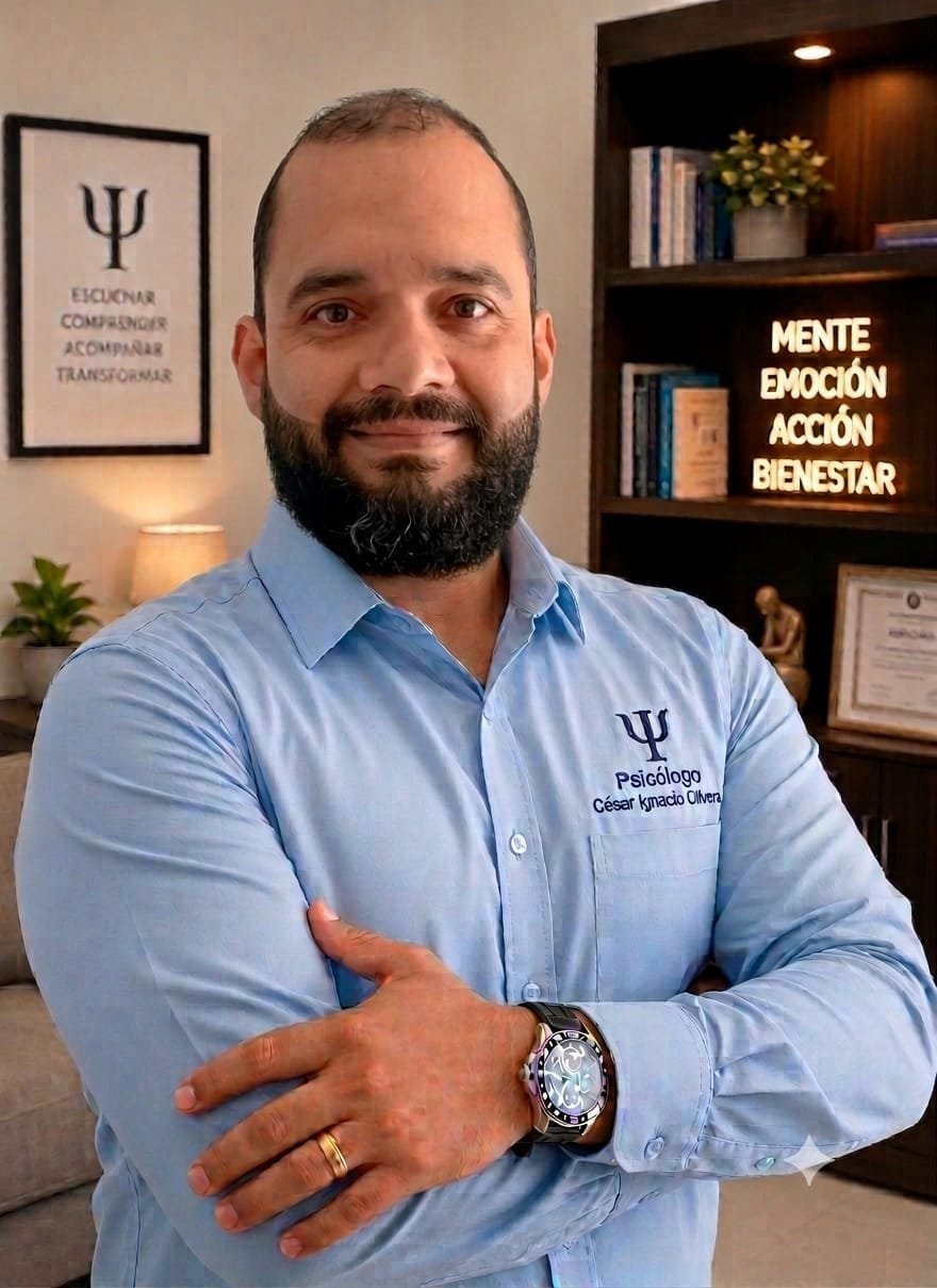César Ignacio Olivera acompañando una sesión de terapia